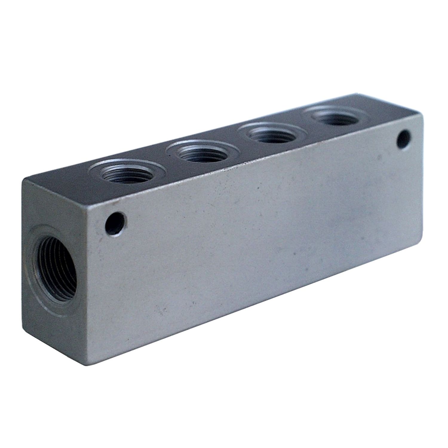 Manifold Block X4 1/4' Ports On Top X2 3/8' Ports On The Sides